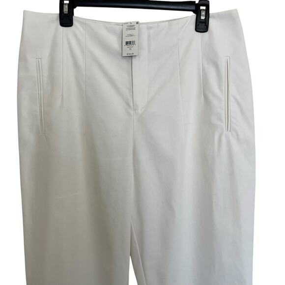 Lord & Taylor | Ivory Off White Ankle Zipper Tapered Dress Pants FLAWS Size 12 - Picture 2 of 10